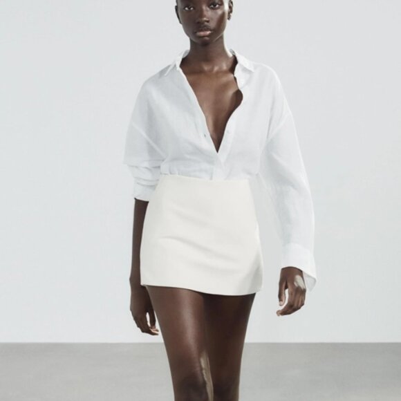 ZARA High-Waisted Skort in Oyster White Size XS New with Tags NWT 🤍 - Picture 2 of 14